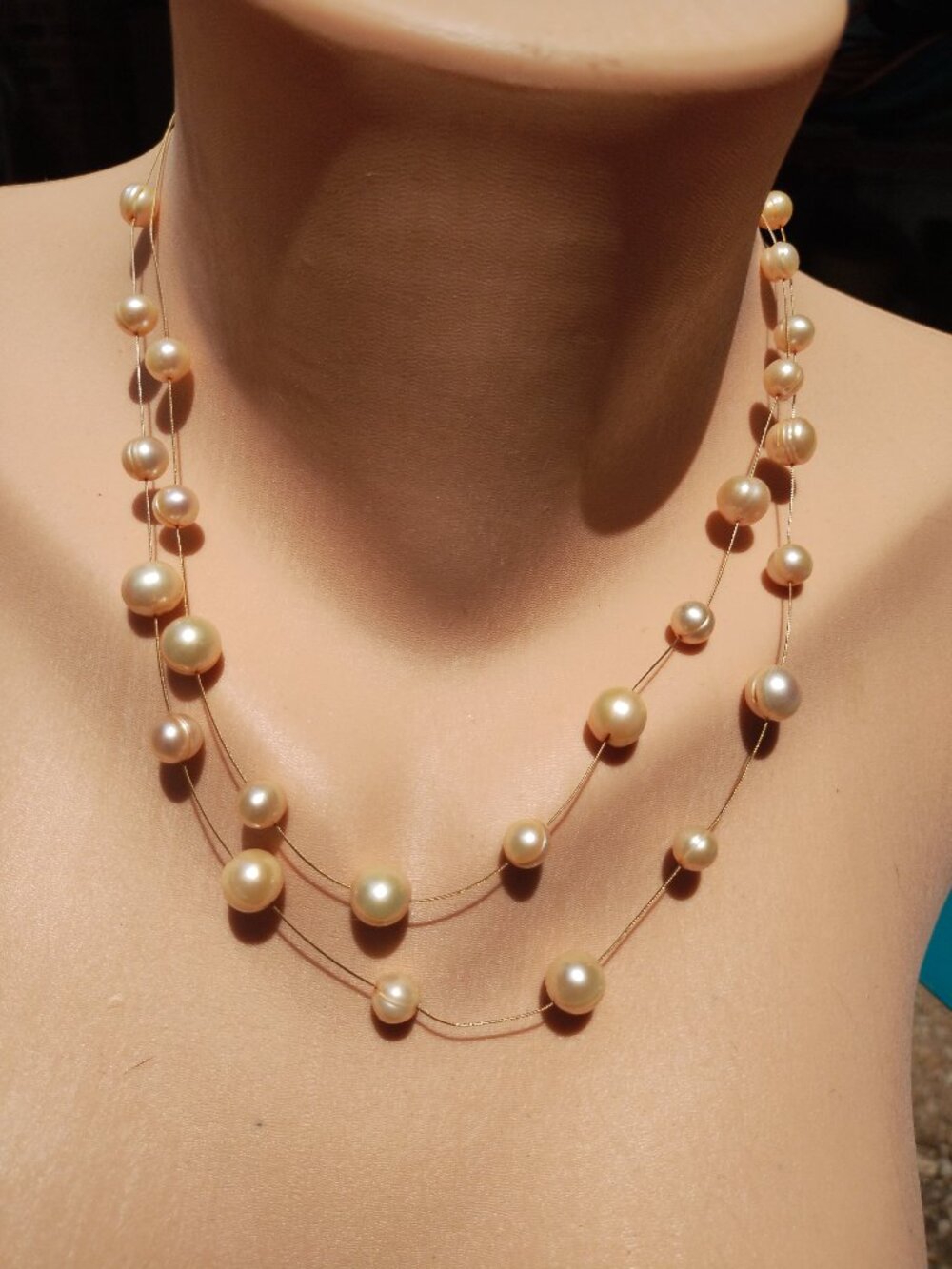 Honora Illusion Double Strand Floating Champagne Freshwater Pearl Necklace